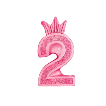 קישוט בצק סוכר אכיל - מספר 2 ורוד מטאלי