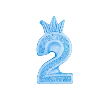 קישוט בצק סוכר אכל-ספרה 2 תכלת מטאלי