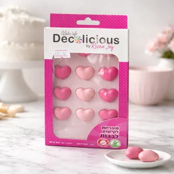 קישוט בצק סוכר לבבות - ללא גלוטן