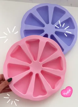 תבנית סיליקון ורודה עגולה עם 8 משולשים