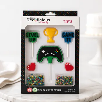 סוכריות מבצק סוכר לקישוט על מקל - גיימר 8 יח' - ללא גלוטן